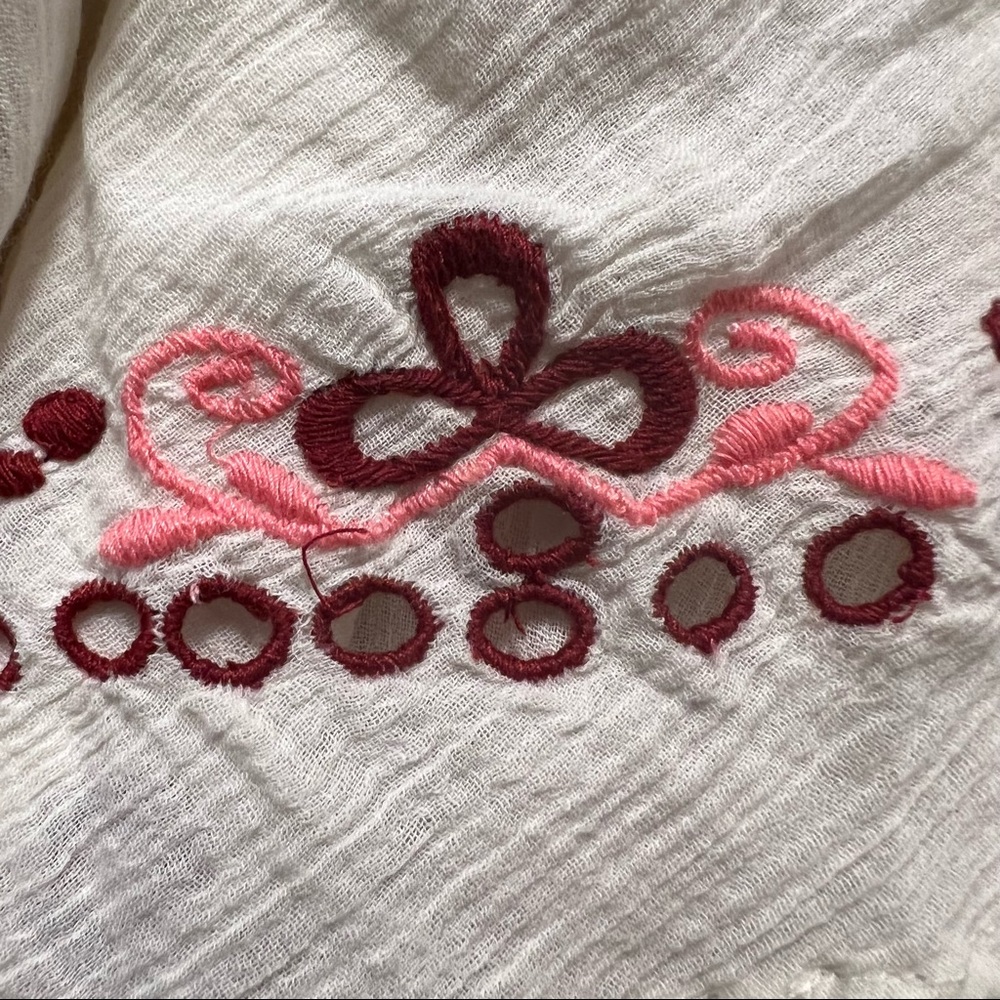 LoveShackFancy Cream Backless Halter Mini Dress with Pink Embroidery - Picture 5 of 12